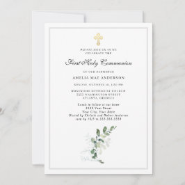 Eucalyptus Greenery Cross First Heilige Communie Kaart