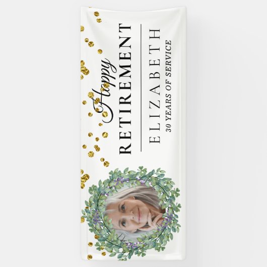 Eucalyptus Greenery Custom Photo Retirement Party Spandoek (Verticaal)
