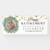 Eucalyptus Greenery Custom Photo Retirement Party Spandoek (Horizontaal)
