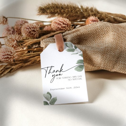Eucalyptus Greenery Dank u Sage Vrijgezellenfeest Cadeaulabel