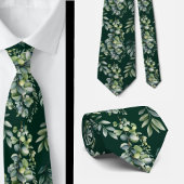 Eucalyptus Greenery Dark Green Floral Neck Tie Stropdas