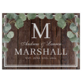 Eucalyptus Greenery Dark Wood Couple Weddenschap G Snijplank (Voorkant)