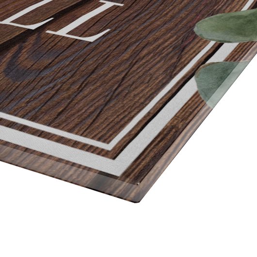 Eucalyptus Greenery Dark Wood Couple Weddenschap G Snijplank (Hoek)