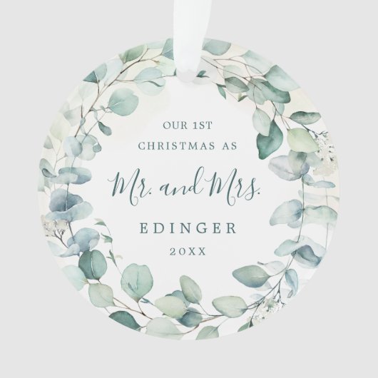 Eucalyptus Greenery de heer en mevrouw Pas getrouw Ornament (voorkant)
