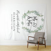 Eucalyptus Greenery de heer Mrs Wedding Photo Boot Wandkleed (In Situ (horizontaal))