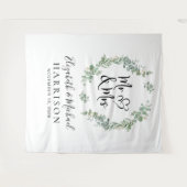 Eucalyptus Greenery de heer Mrs Wedding Photo Boot Wandkleed (Voorkant (horizontaal))