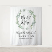 Eucalyptus Greenery de heer Mrs Wedding Photo Boot Wandkleed (Voorkant)