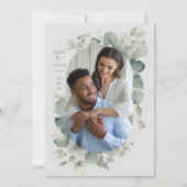 Eucalyptus Greenery Dromerige Moderne Fotobruiloft Save The Date (Voorkant)