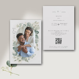 Eucalyptus Greenery Dromerige Moderne Fotobruiloft Save The Date