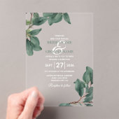 Eucalyptus Greenery Duidelijke Transparante Huweli Acryl Uitnodigingen (Insitu (Draagbaar))