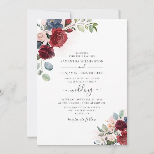 Eucalyptus Greenery Dusty Blue Botanical Wedding Kaart (Voorkant)