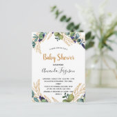 Eucalyptus greenery elegant baby shower-uitnodigin briefkaart (Staand voorkant)