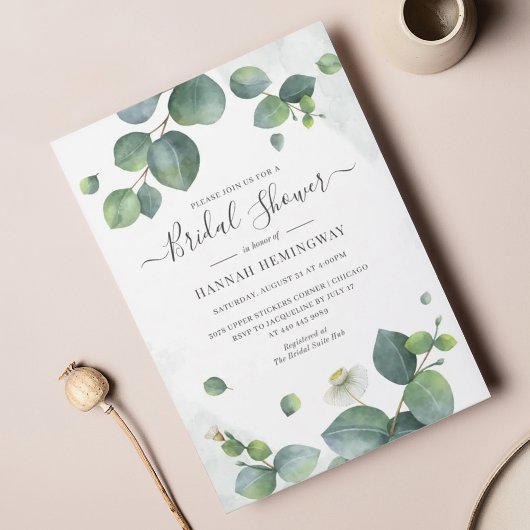 Eucalyptus Greenery Elegant Blush Vrijgezellenfees Uitnodiging Briefkaart