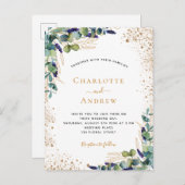 Eucalyptus greenery elegant botanical bruiloft uitnodiging briefkaart (Voorkant / Achterkant)
