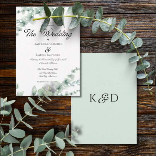 Eucalyptus Greenery Elegant Botanical Wedding Kaart