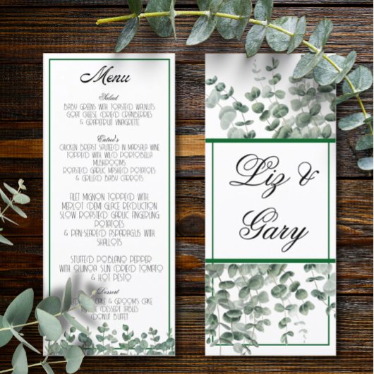 Eucalyptus Greenery Elegant Botanisch Boho Menu