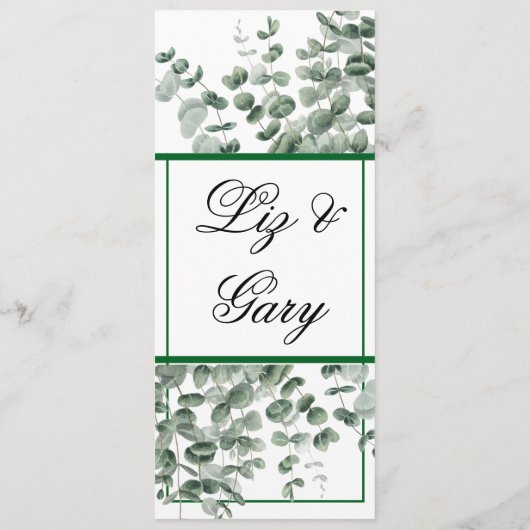 Eucalyptus Greenery Elegant Botanisch Boho Menu (Achterkant)