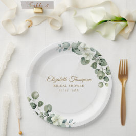 Eucalyptus Greenery Elegant Bridal Shower Papieren Bordje