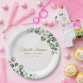 Eucalyptus Greenery Elegant Bridal Shower Papieren Bordje (Feest)