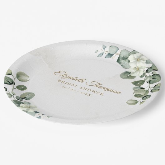 Eucalyptus Greenery Elegant Bridal Shower Papieren Bordje (Gekanteld)