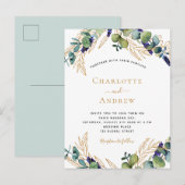 Eucalyptus greenery elegant bruiloft briefkaart (Voorkant / Achterkant)
