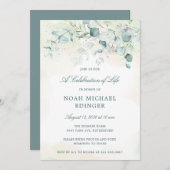 Eucalyptus Greenery Elegant Celebration of Life Kaart (Voorkant / Achterkant)