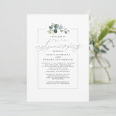 Eucalyptus Greenery Elegant Engagement Kaart (Staand voorkant)