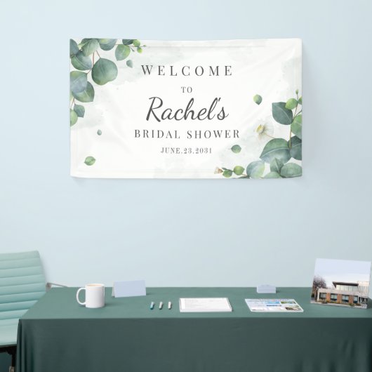 Eucalyptus Greenery Elegant Floral Vrijgezellenfee Spandoek (Beurs)