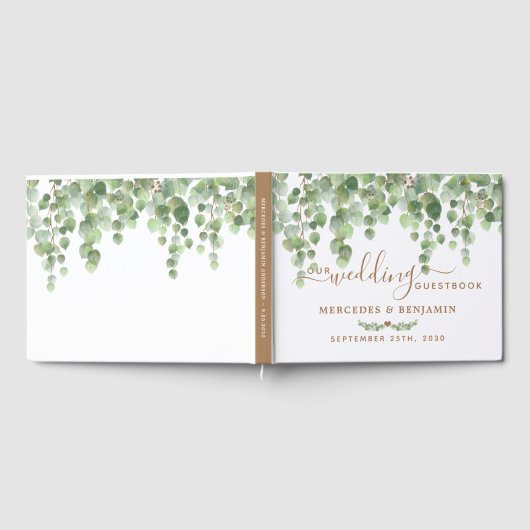 Eucalyptus Greenery Elegant Gold Wedding Gastenboek (Volledig)