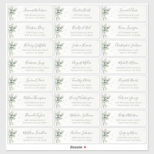 Eucalyptus Greenery Elegant Guest Address Sticker (Vel)