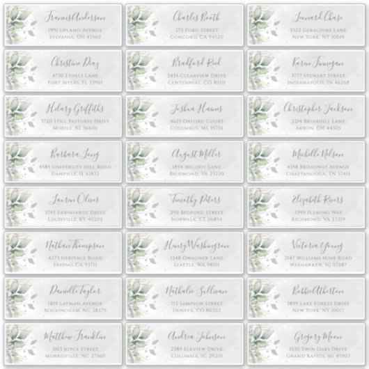 Eucalyptus Greenery Elegant Guest Address Sticker (Voorkant)