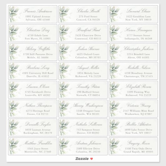 Eucalyptus Greenery Elegant Guest Address Sticker (Vel)