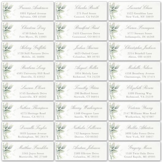 Eucalyptus Greenery Elegant Guest Address Sticker (Voorkant)