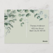 Eucalyptus Greenery Elegant Huwelijk Save the Date Briefkaart (Achterkant)