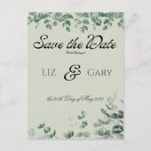 Eucalyptus Greenery Elegant Huwelijk Save the Date Briefkaart (Voorkant)