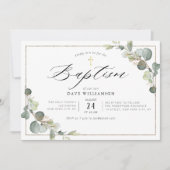 eucalyptus greenery elegant lijst baptisme kaart (Voorkant)