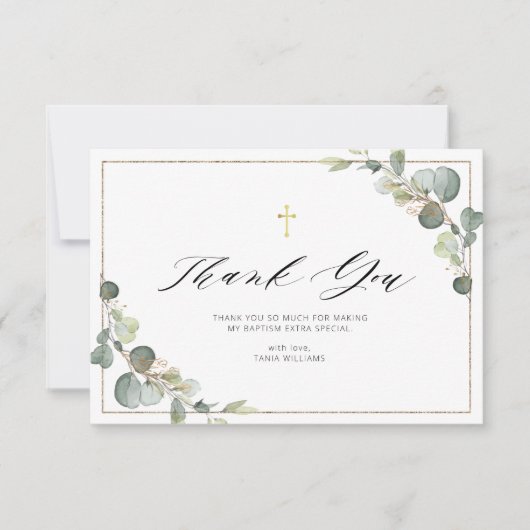 eucalyptus greenery elegant lijst dank je creditca kaart (Voorkant)