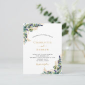 Eucalyptus greenery elegant modern huwelijk briefkaart (Staand voorkant)