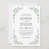 Eucalyptus Greenery Elegant Modern QR Code Wedding Kaart (Voorkant)