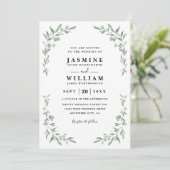 Eucalyptus Greenery Elegant Modern QR Code Wedding Kaart (Staand voorkant)