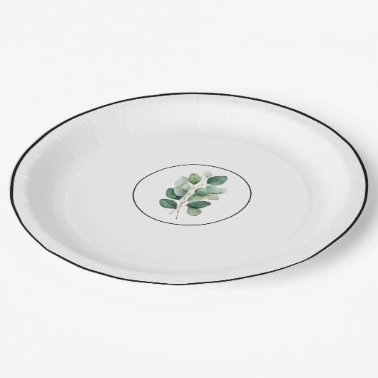 Eucalyptus greenery elegant paper plates papieren bordje (Gekanteld)