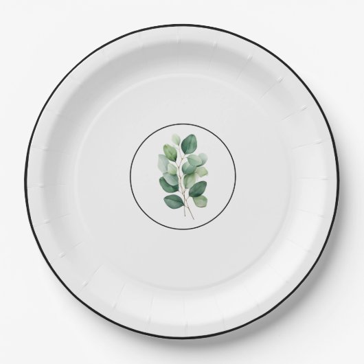 Eucalyptus greenery elegant paper plates papieren bordje (Voorkant)