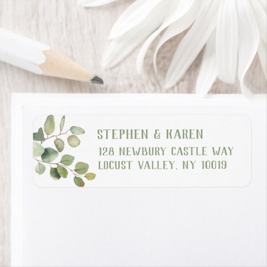 Eucalyptus Greenery Elegant Return Address Label (Insitu)