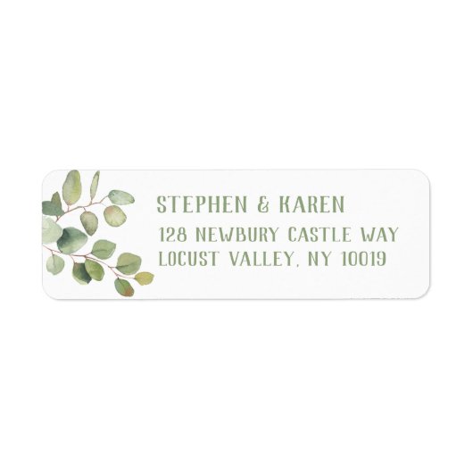 Eucalyptus Greenery Elegant Return Address Label (Voorkant)