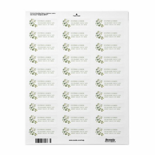 Eucalyptus Greenery Elegant Return Address Label (Full Sheet)