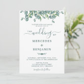 Eucalyptus Greenery Elegant Sage Wedding Kaart (Staand voorkant)