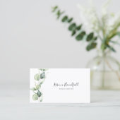 Eucalyptus Greenery Elegant Script Beauty Salon Visitekaartje (Staand voorkant)