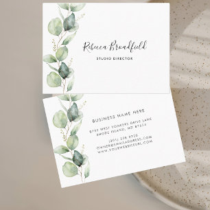 Eucalyptus Greenery Elegant Script Schoonheid en h Visitekaartje