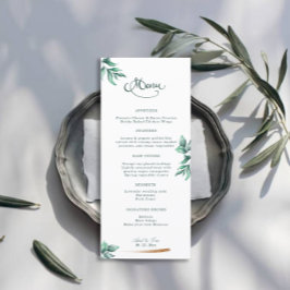 Eucalyptus Greenery Elegant Script Wedding Menu