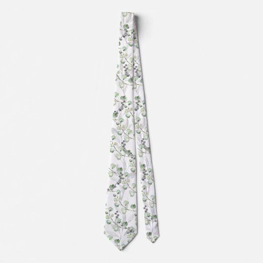 Eucalyptus Greenery Elegant Waterverf Wedding Stropdas (Voorkant)